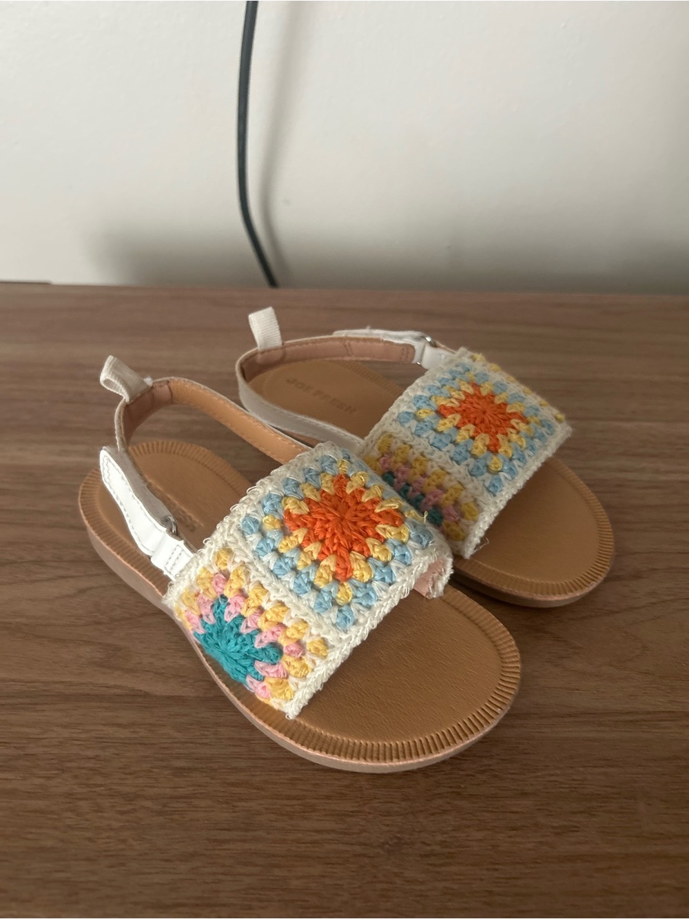 Kids Crochet Strap Sandals in Cream, Orange, Teal